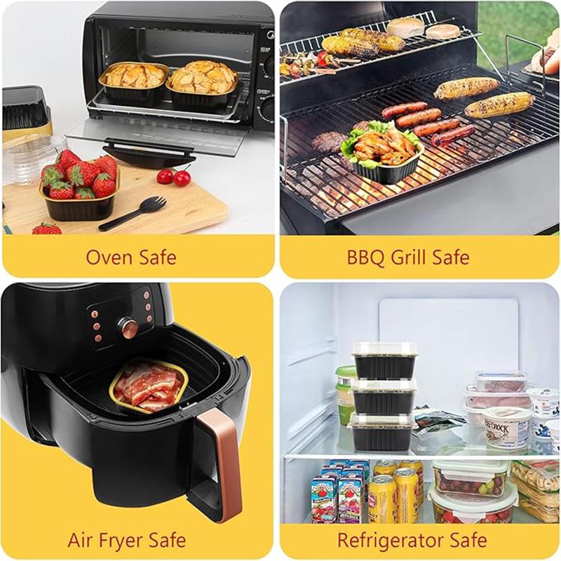 50Pcs Mini Baking Cups Aluminium Foil Cake Pans with Lids Spoons Cupcake Cups Muffin Liners Wedding Christmas Gatherings Parties