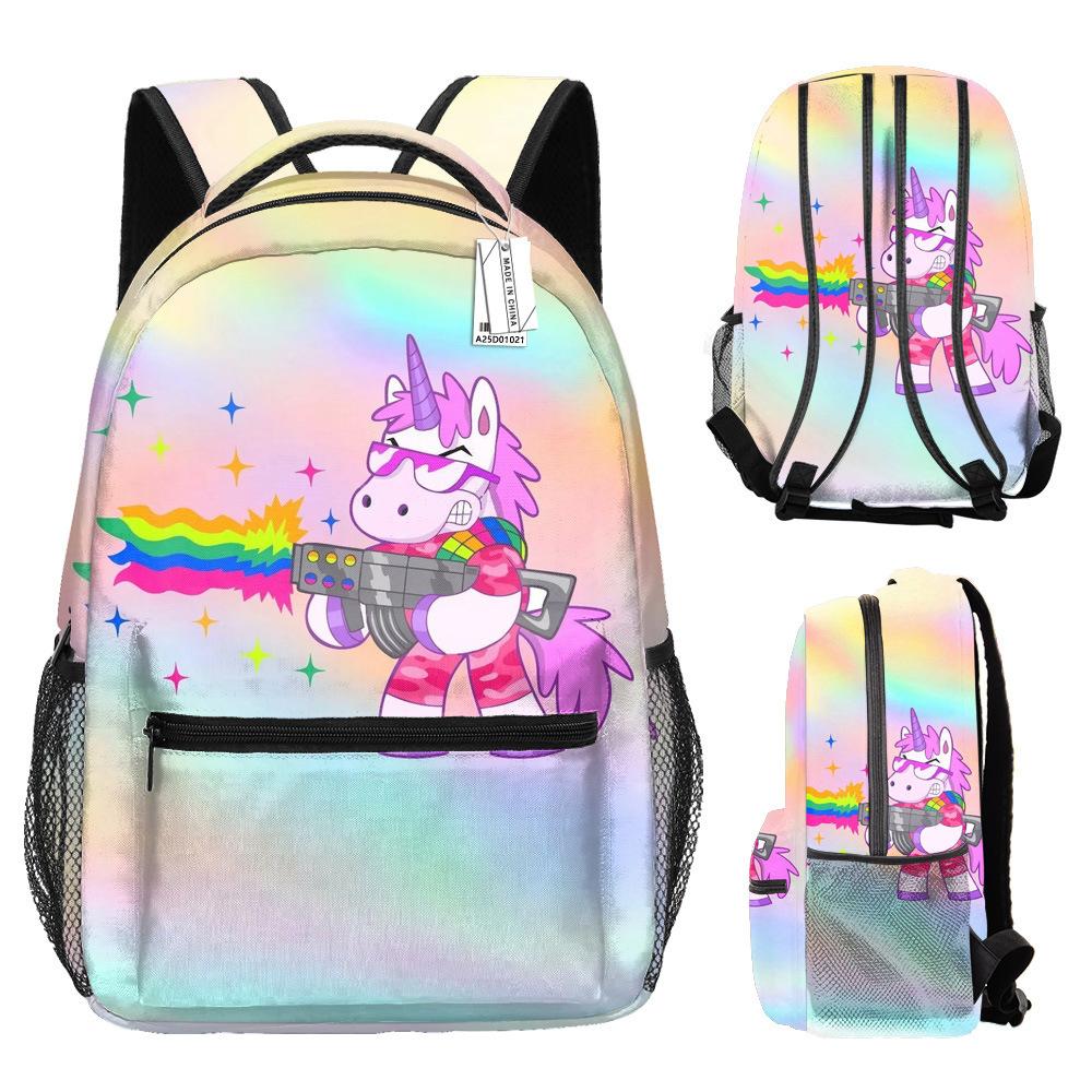 Classic Kpop Youthful School Bags Unisex Cool Unicorn Travel Bags 3D Print Oxford Waterproof Notebook Shoulder Backpacks