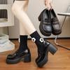 Women's Spring Autumn  New Spicy Girl Thick Base Uniform Single Shoe Versatile Large High Heel Luck