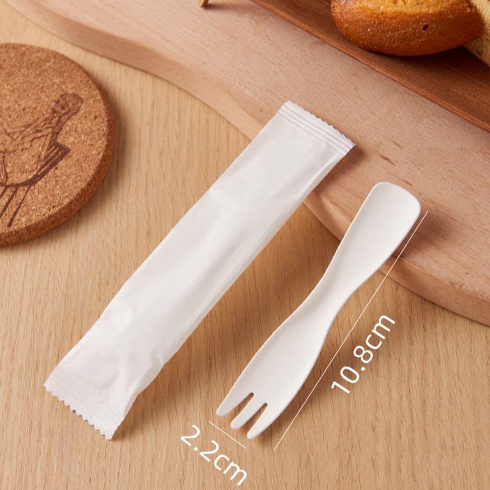 100Pcs Individual Packing Disposable Spoon Fork Eco-Friendly Dessert Cake Scoop Household