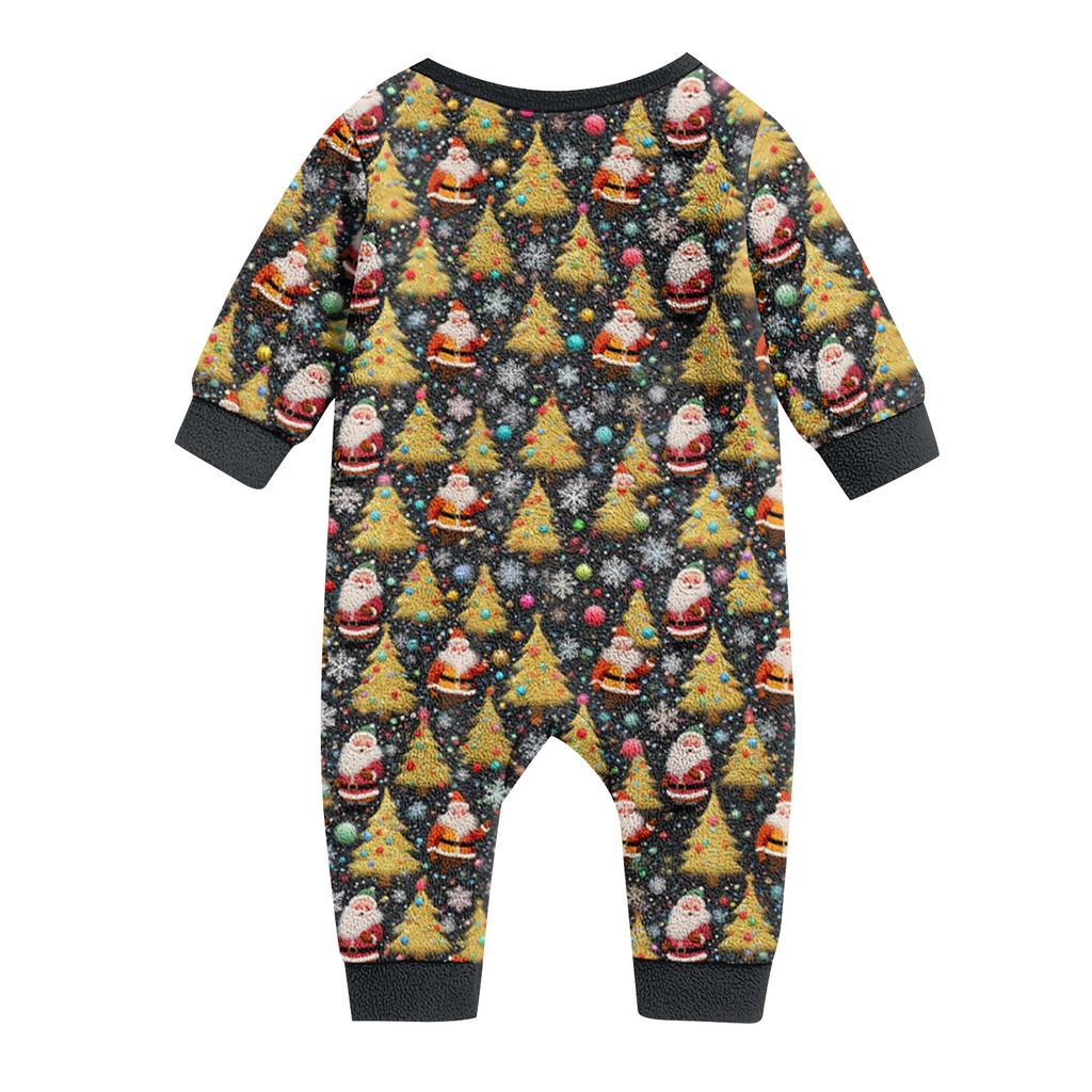 Set de pijama din flanelă cu imprimeu de Crăciun coordonat pentru familie, cu bluză cu mânecă lungă și pantaloni