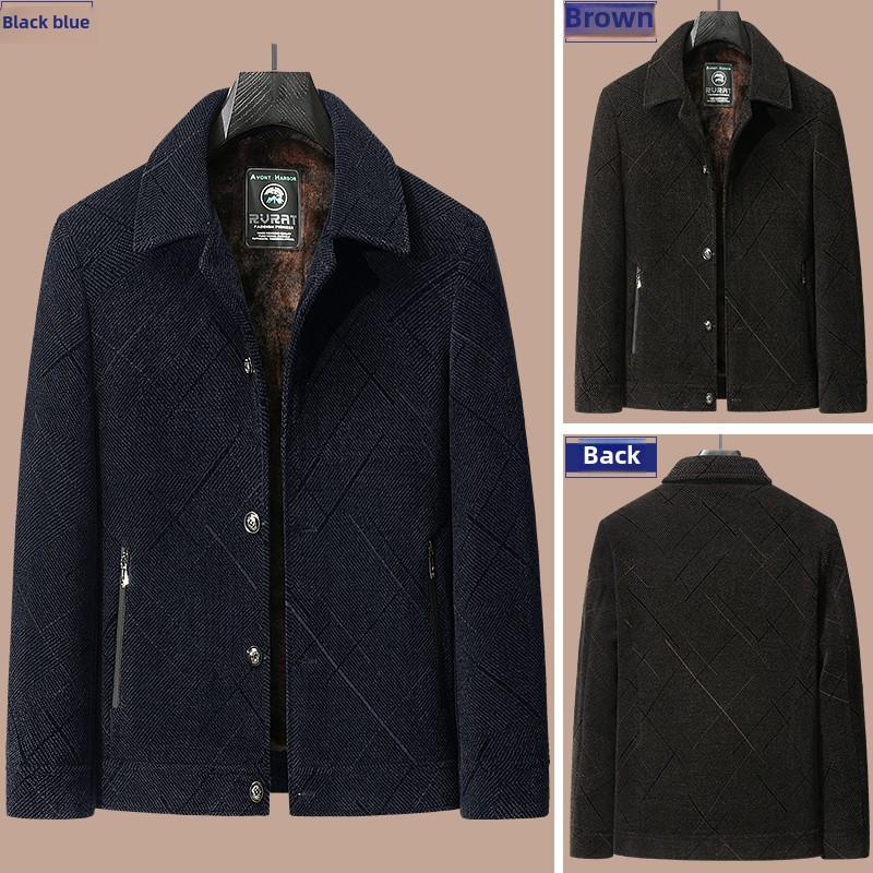 Woodpecker Dad Winter Coat Set: Warm Fleece-Lined Jacket for Middle-Aged and Elderly Men