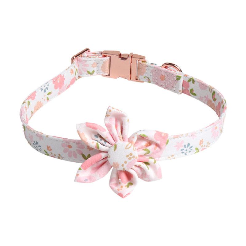 New Floral Dog Collar Rose Gold Sunflower Bow Pet Collar for Dogs Cat Collar Cat Harness Dog Clothes Dogs Accessoires Pet