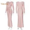 Abito da Sera da Donna Pieghettato Decorazione Nodo Vestibilità Slim Girocollo Chiusura con Cerniera sul Retro Lunghezza Totale Matrimonio Festa Ballo Abito Lungo