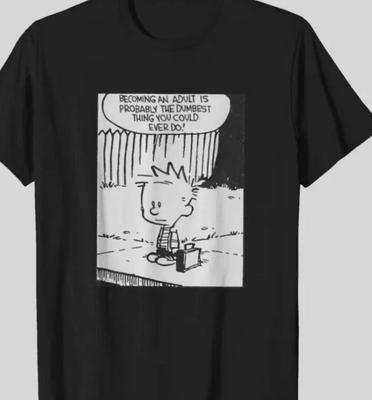 Calvin und Hobbes werden erwachsenes schwarzes T-Shirt Unisex S-5XL