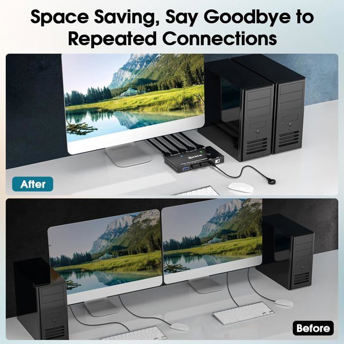 Commutateur KVM HDMI - AOOCOO - 2 PC 1 Moniteur - 8K à 60 Hz - USB 3.0 - Télécommande incluse