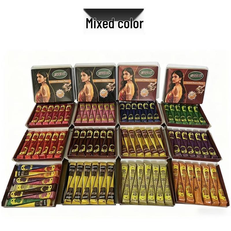 Plant-Based Henna Tattoo Paste: Hand-Painted Semi-Concealing Cream with Various Shades Available