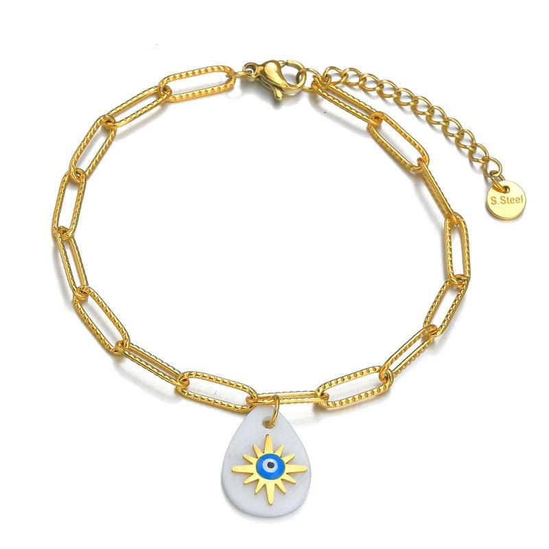 Pvd Plated Jewelry Stainless Steel 14k Gold Fashion Luxury Exquisite Compass Charm Bracelets Women Spot 18cm