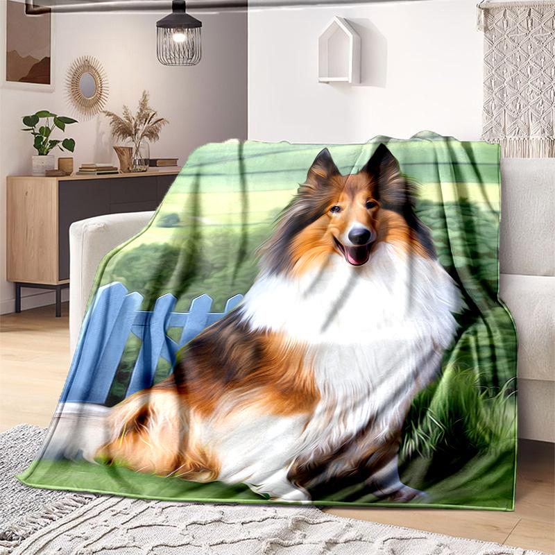 1PC Dog cute printed blanket, all season lightweight home office outdoor nap multifunctional blanket A8