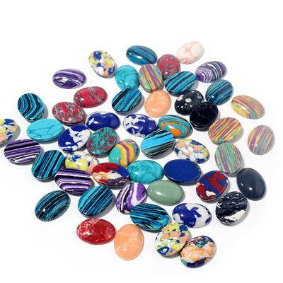 10pcs Synthetic Turquoise Cabochon Oval Printing Flat Back Cameo Cabochon Loose Beads For Jewelry Making DIY Necklace Earrings