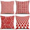 Nordic Simple Red Striped Geometric Linen Polyester Pillowcase Cushion New Homeware