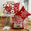 Cushion Decoration Living Room Valentine's Day Love Pillow Cartoon Print Red Couple Pillow Linen Cushion