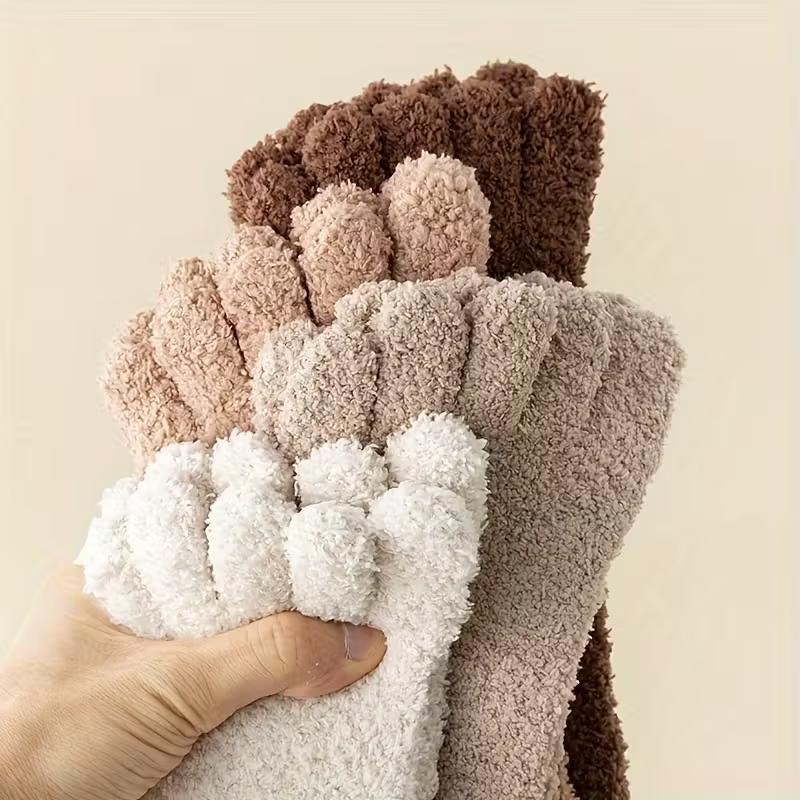Winter Coral Fleece Five-Toe Socks – Thickened Warm Sleep and Floor Socks for Men and Women