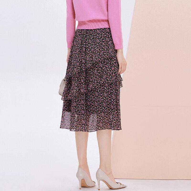 JESSIE Mulberry Silk Youthful Tiered A-line Skirt