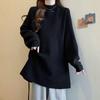 Plus Size Women's High Neck Knit Dress: Waist-Cinching Slimming Base Layer for Autumn/Winter