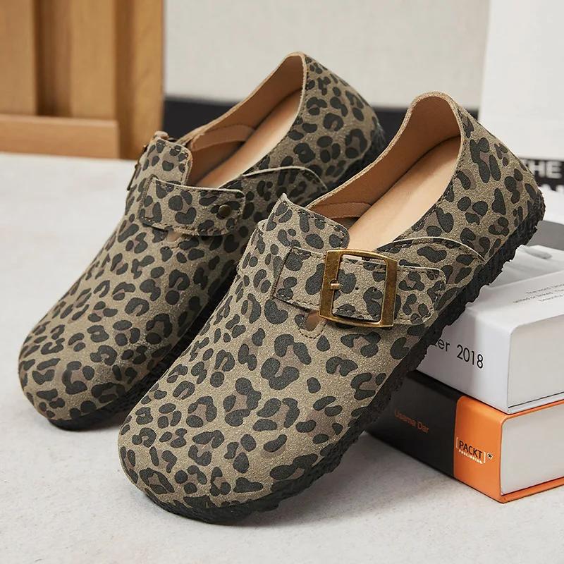 Fashion Women's Spring New Leopard Pattern Fashion Women's Shoes Flat Leather Soft Bottom Single Shoes Women's Casual Shoes