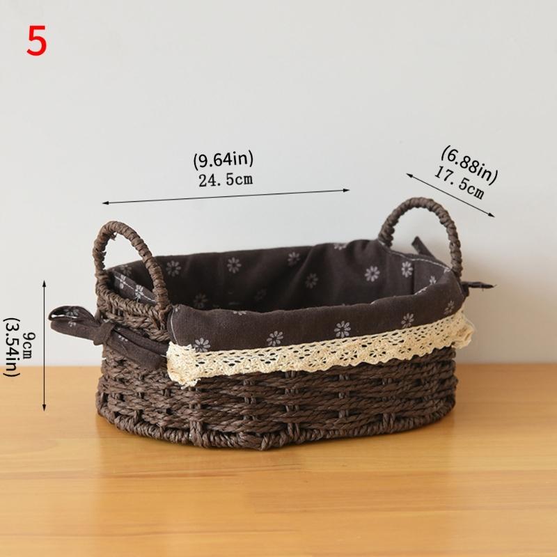 Woven Storage Basket Handmade Paper Rope Basket Storage Bin Woven Organiser Box For Living Room Entryway Bedroom Dresser