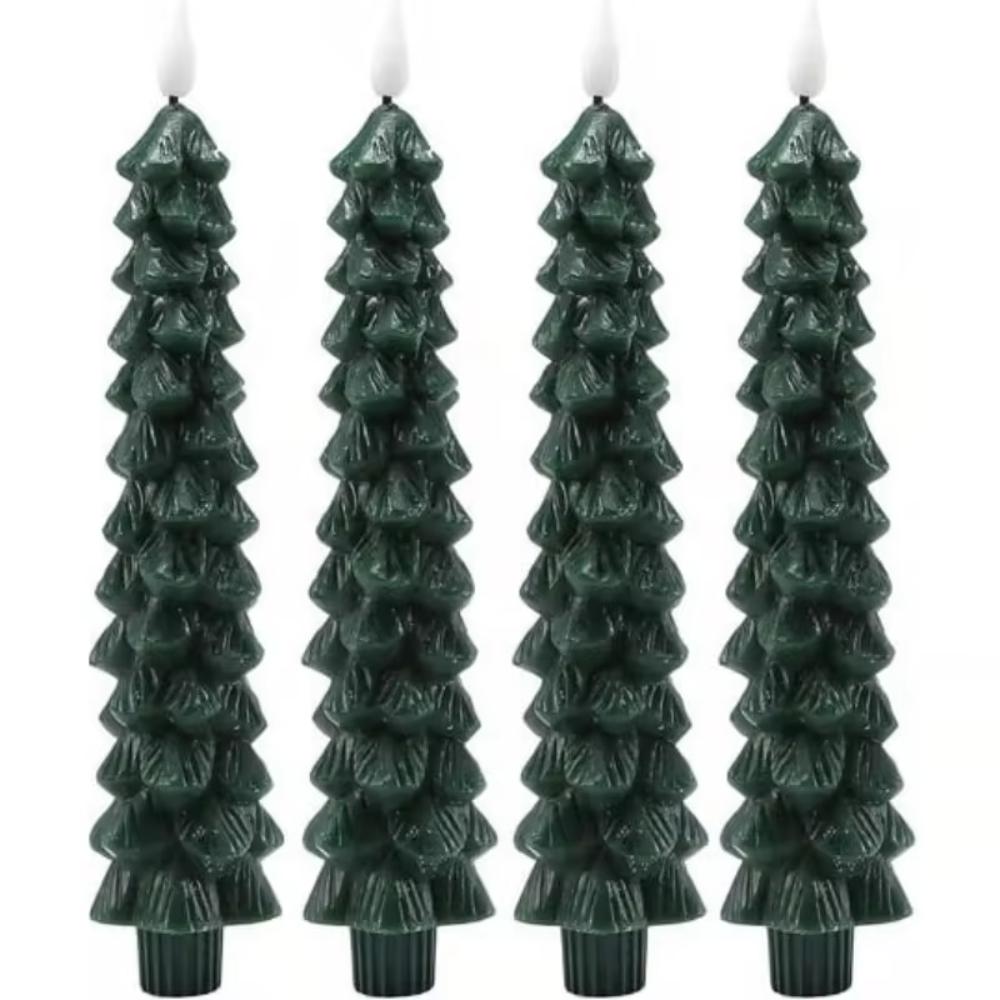 Paraffin Wax Christmas Tree LED Candles Battery Operated Atmosphere Lamp  Dinner