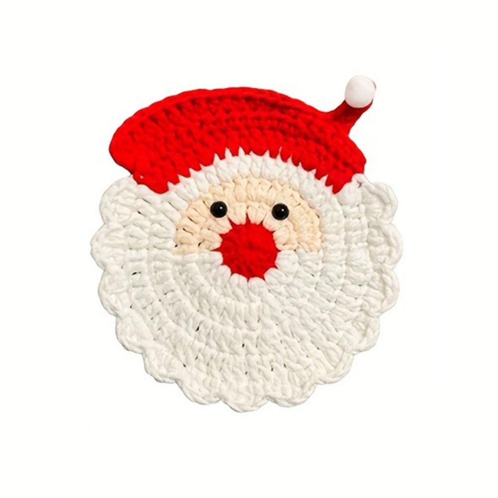 Suport de pahar tricotat Moș Crăciun Suport de masă Suport de pahar izolat drăguț de Crăciun Decorațiune pentru casă