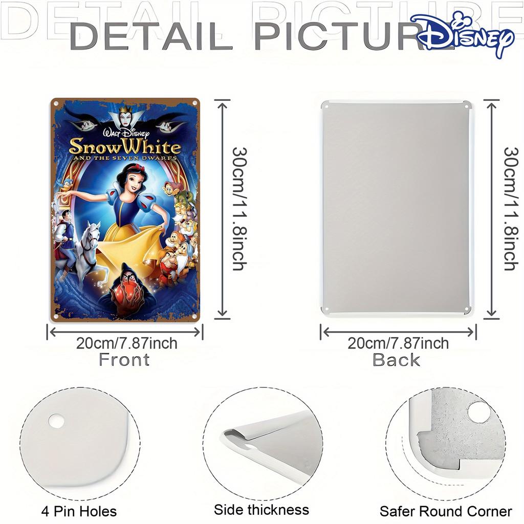 1pc Snow White and the Seven Dwarfs Metal Tin Sign - 20.32x30.48 Cm, Whimsical Wall Art with Snow White, Dwarfs, and Magical Cre