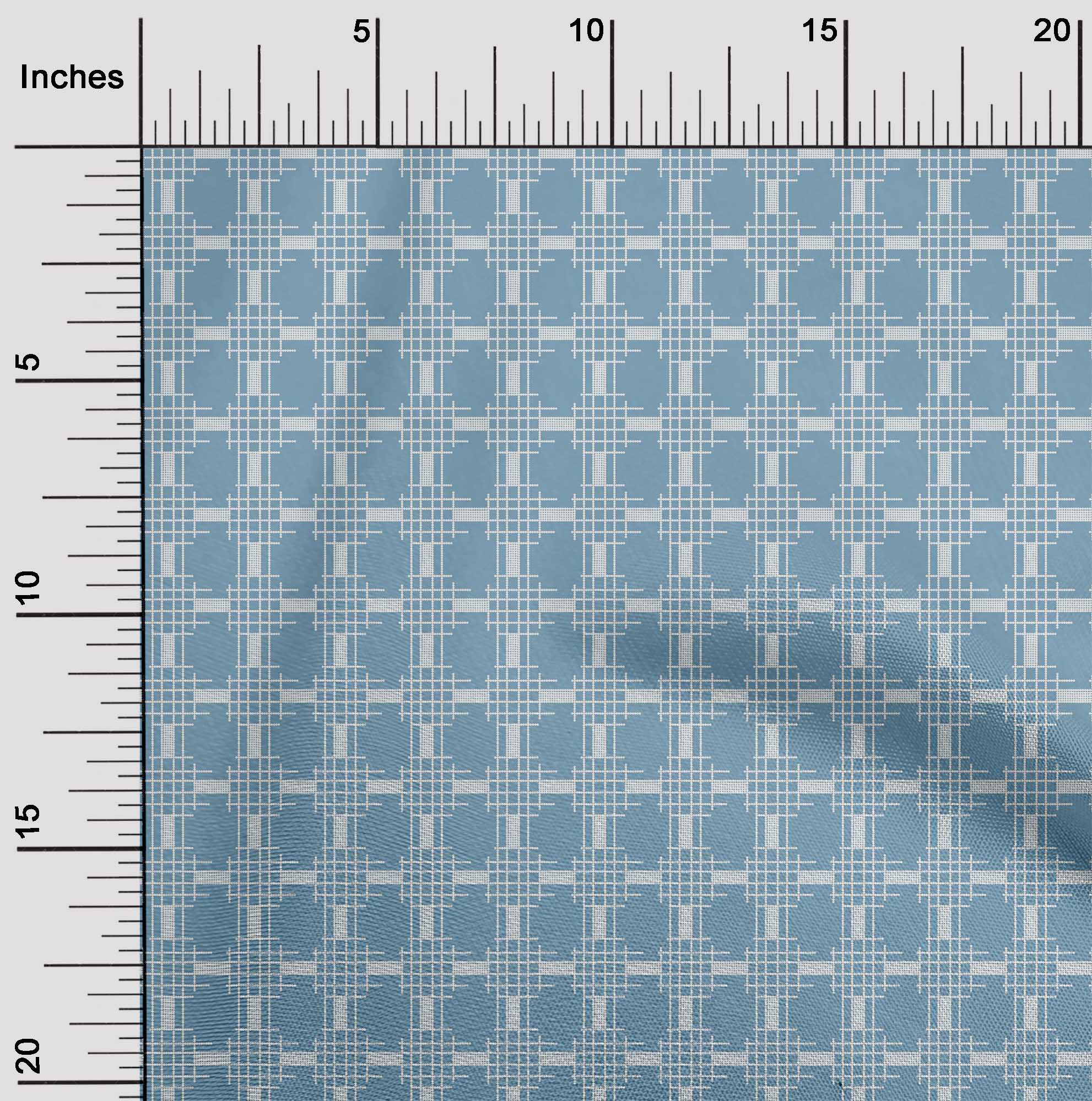 

oneOone Cotton Flex Fabric Check Kasuri Print Fabric By The Yard 40 Inch 42 Inch - Viscose Chiffon синій