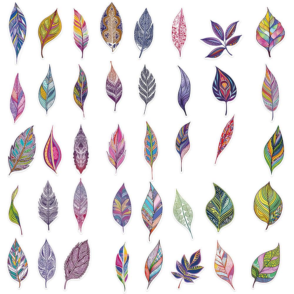 50 Cartoon Enamel Leaf Stickers Personalized Decorative Guitar Notebook Suitcase DIY Waterproof Stickers