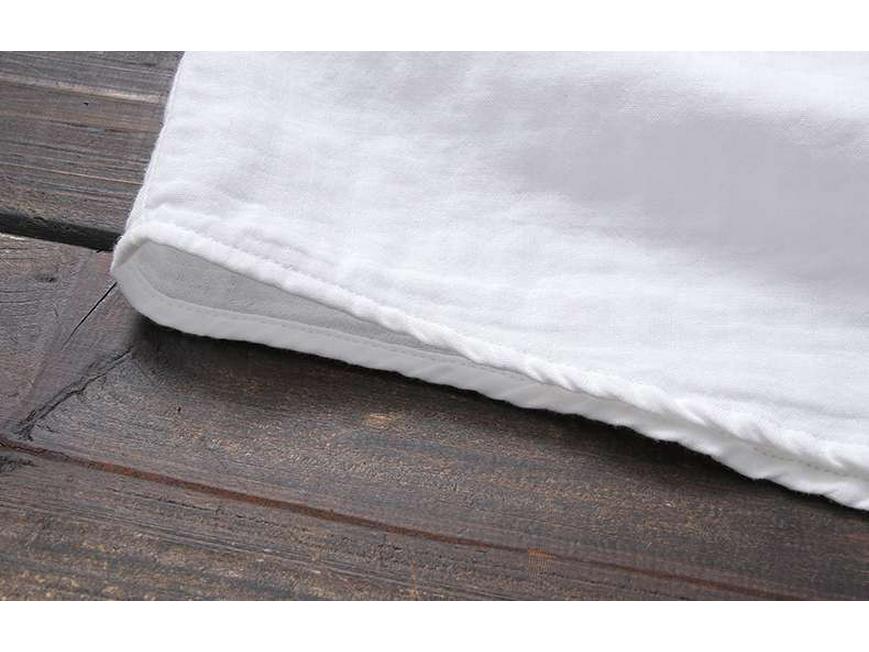 Women's Soft Cotton Double Layer Gauze Long Sleeve Shirt, Versatile with Pointed Collar