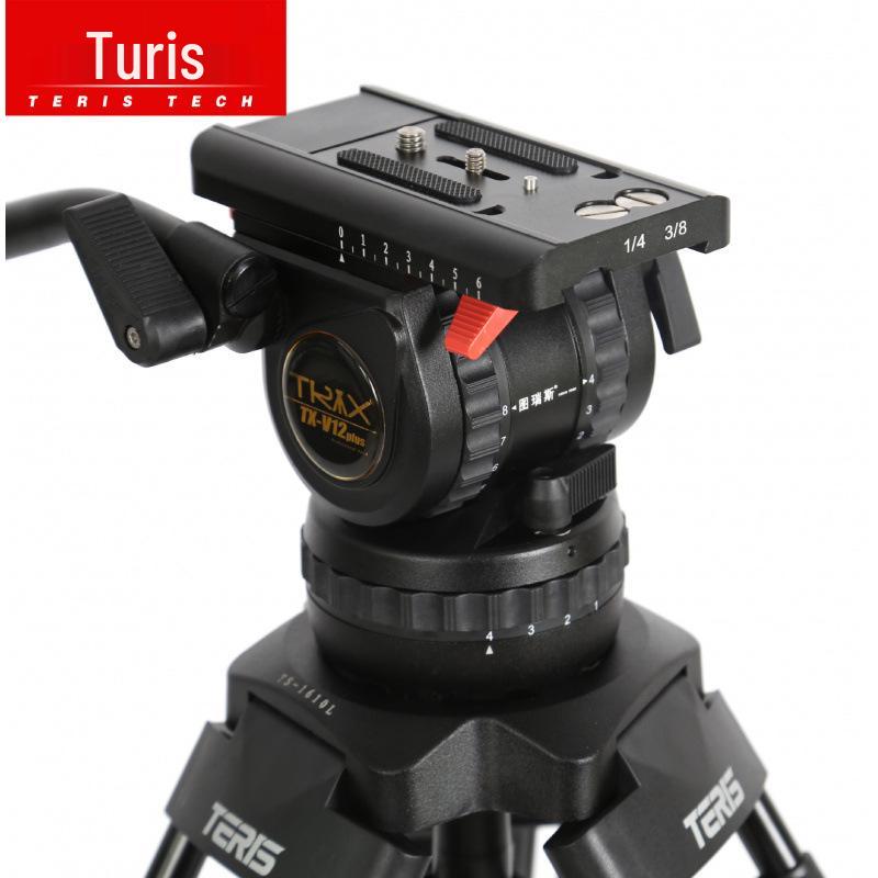 TX-V12L PLUS Hydraulic Pan Head & Aluminum Tripod Set - Broadcast-Grade Alloy