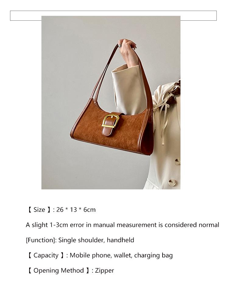 Brown Retro Underarm Bag Women'S Autumn Winter Velvet Luxury Single Shoulder Bags New Fashion Versatile Handbags Trend