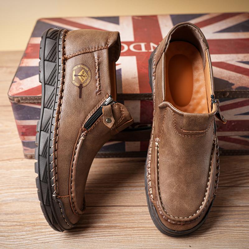 Golden Sapling Men's Casual Shoes Retro Genuine Leather Men Loafers Classics Moccasins Fashion Platform Flats Leisure Work Shoe
