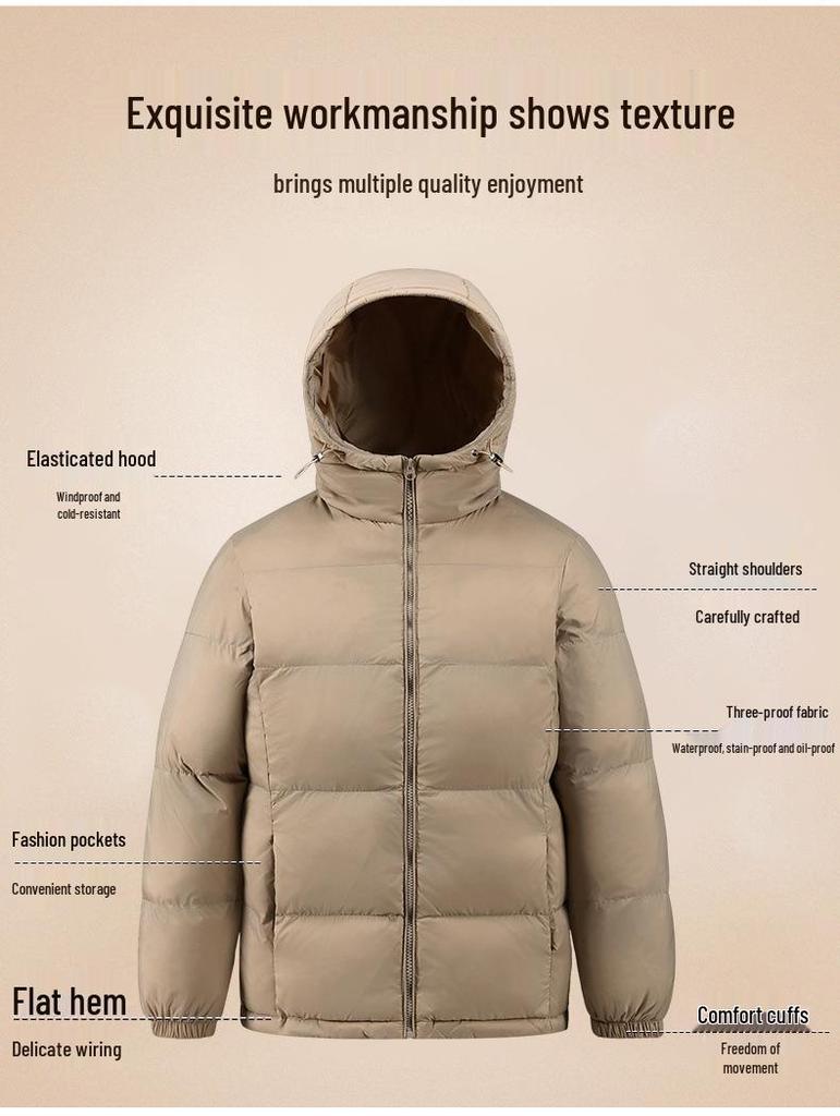2025 Unisex Winter Thick Hooded Down Jacket, Warm Short Casual Puffer Outerwear for Couples