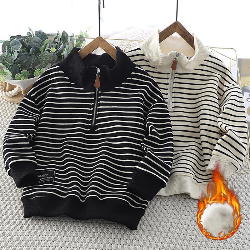Boys Sweatshirt Spring Autumn Girls Casual Pullover Big Kids Lapel Zipper Sportswear