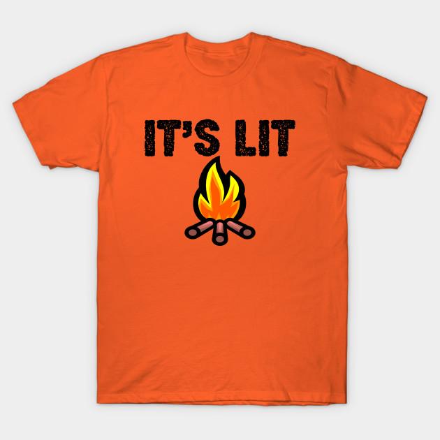 

New Fashion Men T Shirt Funny Its Lit Campfire Print Short Sleeve Tops Tees Casual