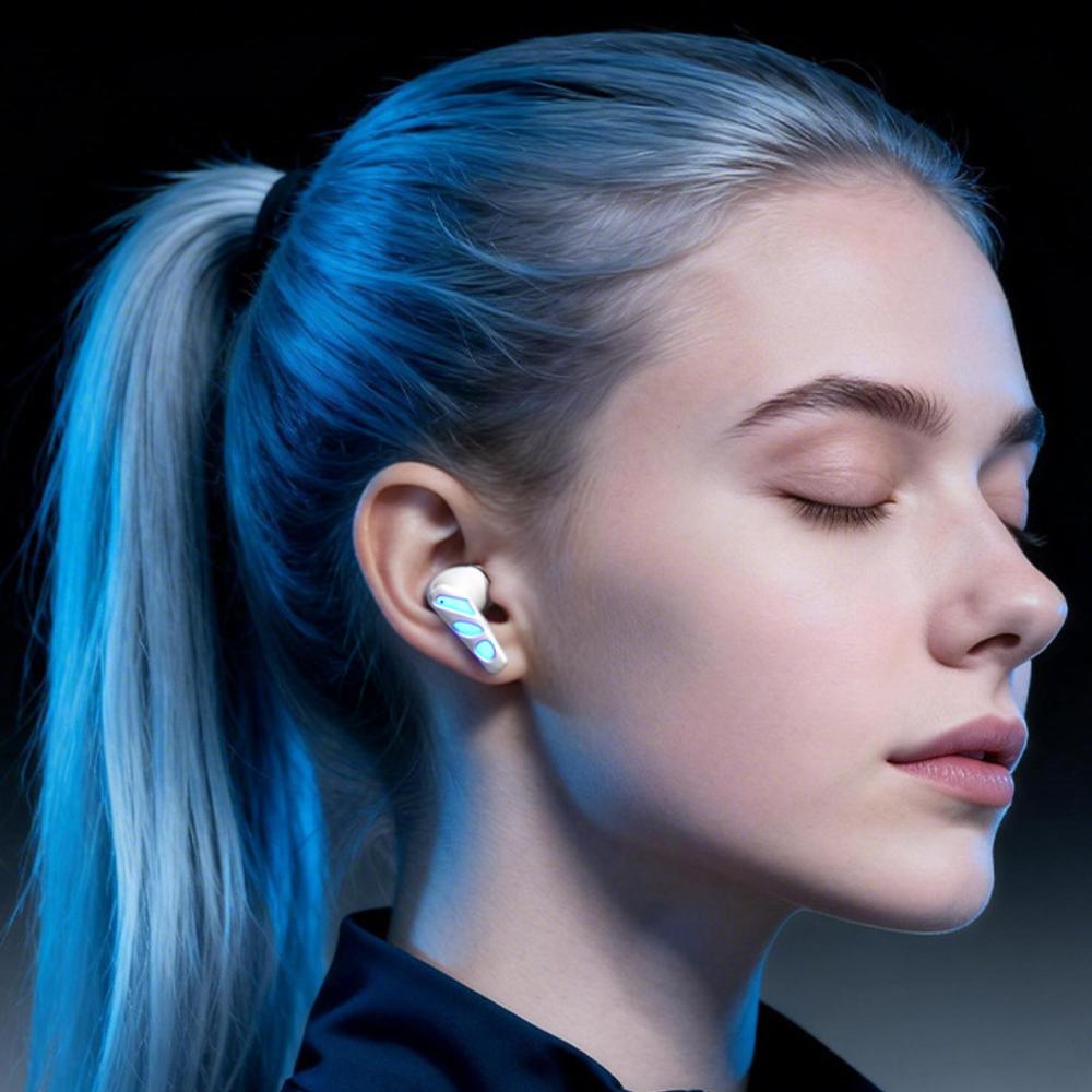 Gaming Bluetooth Earbuds Long Battery LED Light Wireless Sports Headphones Low Latency Noise Cancelling