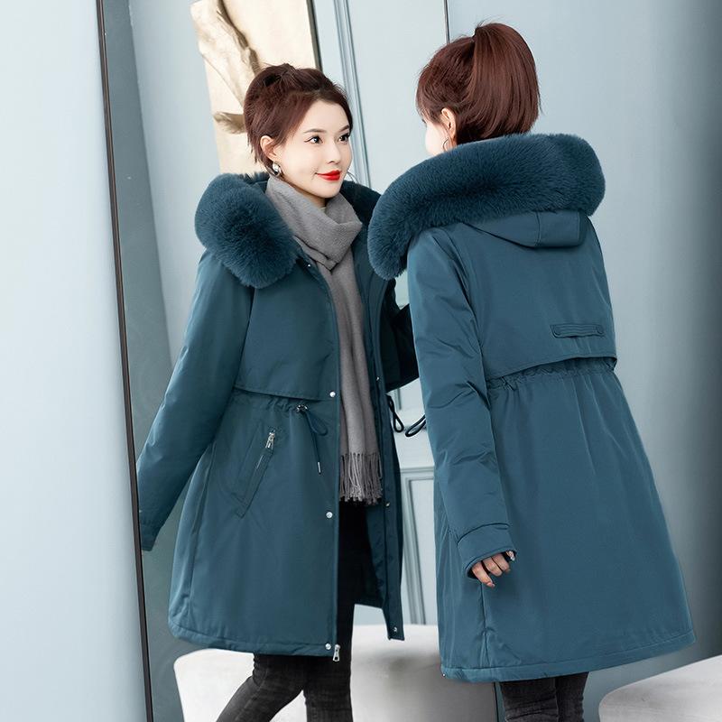 Long Pie To Overcome Cotton-padded Women's Winter New Thick Non-removable Liner Slim Down Cotton-padded Jacket