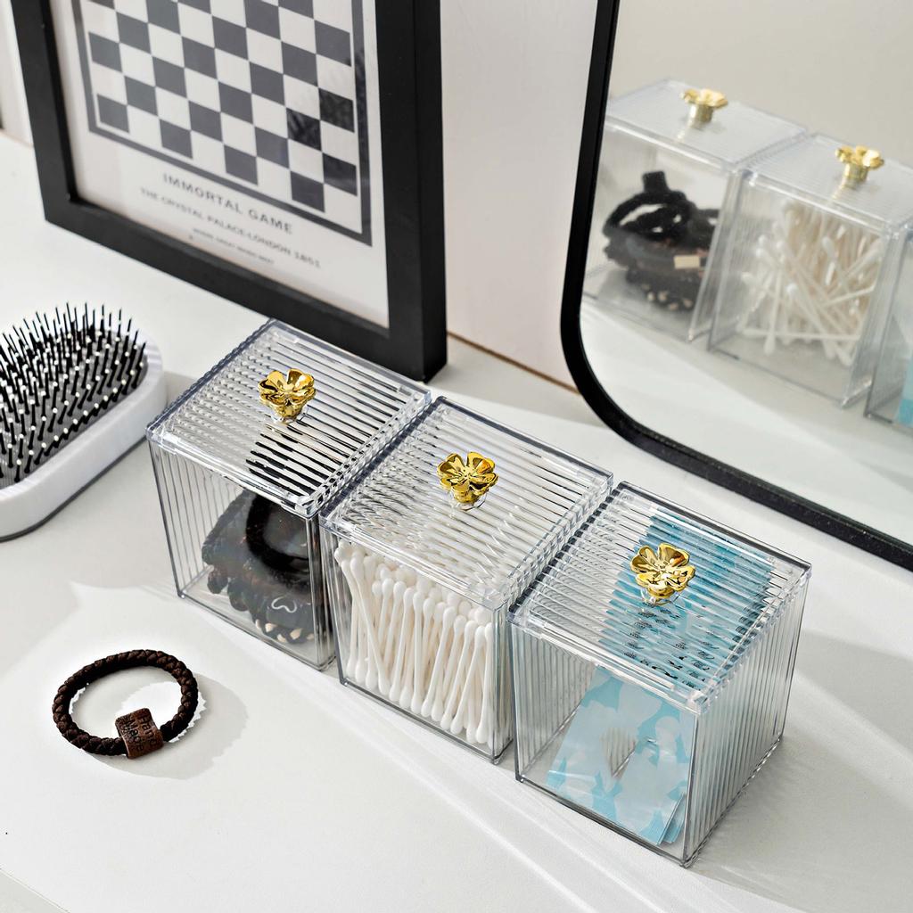 Hairpin Cotton Swab Makeup Cotton Cosmetic Stand Dusts  Proof Transparent Storage Box
