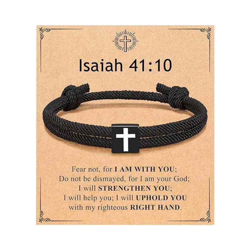 JYL TS Bracelet Men Braided  Cross Charm Safeguards Journey & Stability