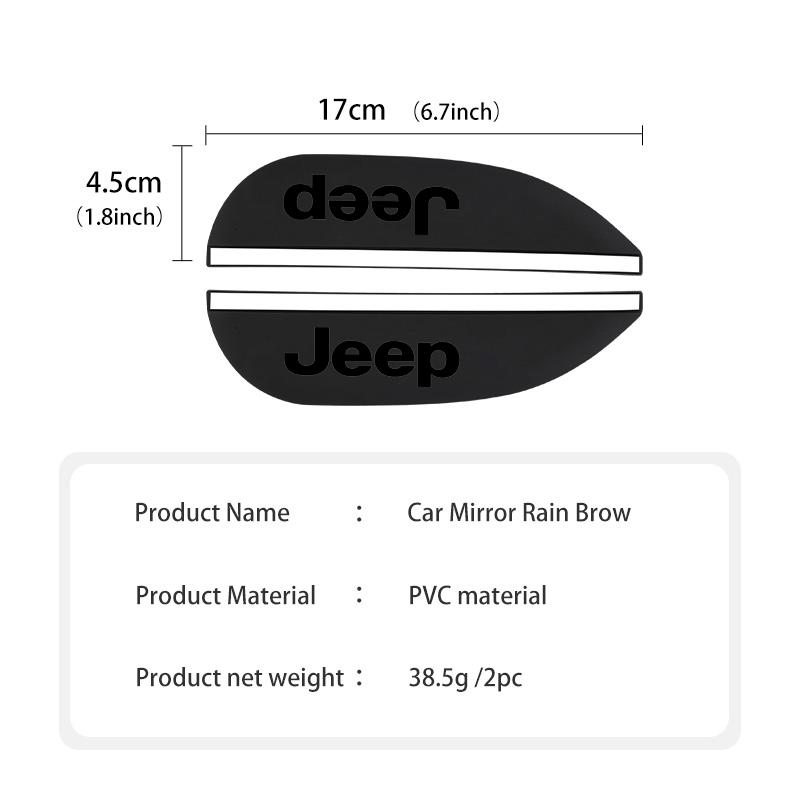 For Jeep Black Car Rearview Mirror Block Rainwater Eyebrow Accessories Grand Cherokee Patriot Renegade Compass Wrangler