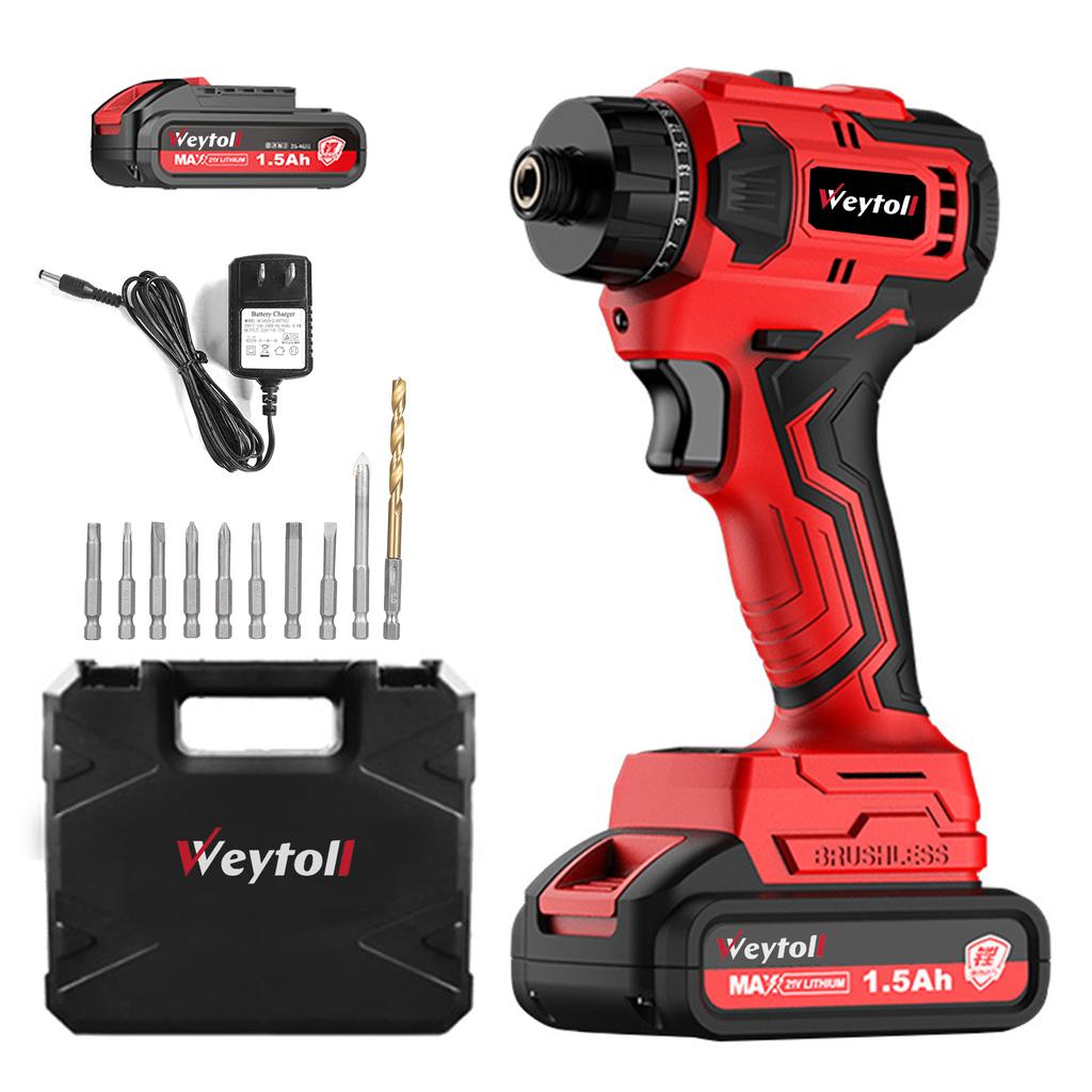 Weytoll 21V Lithium-Schraubendreher Drehmoment einstellbar 2 Geschwindigkeitsregelungsmodi Multifunktionale Reparatur