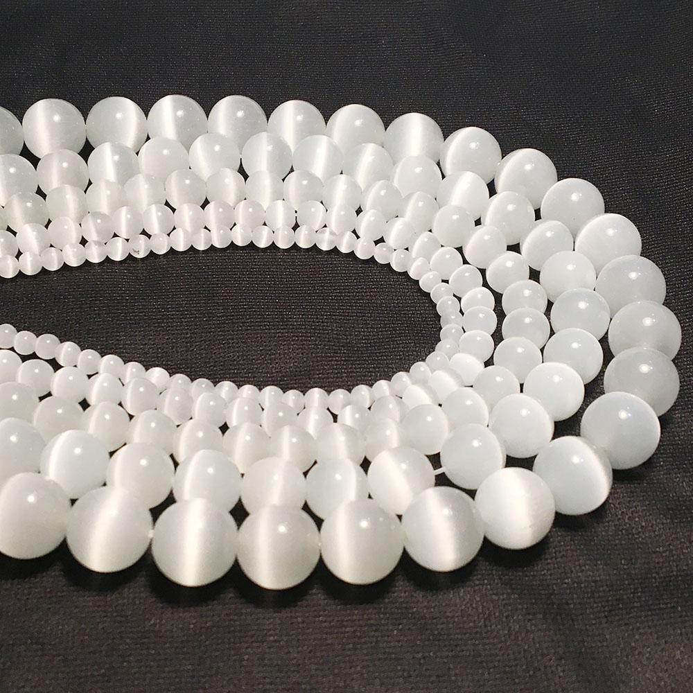 

Noter 4/6/8/10/12mm Real Cat Eye Stone Beads For Jewelry Making White Opal DIY Bracelet Earrings Moonstone Kralen Accessories 6MM 60pcs 1pack
