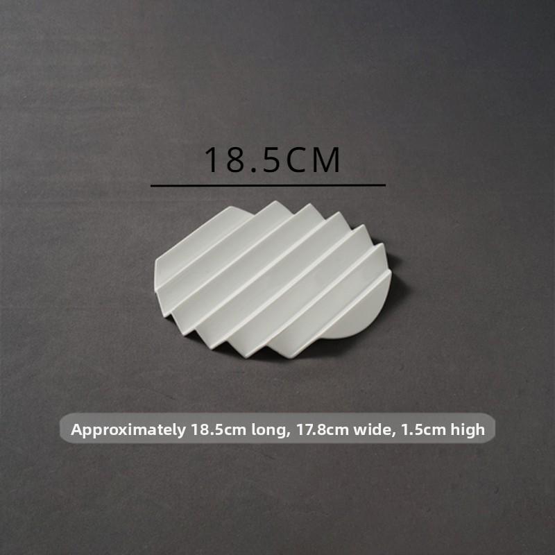 Ceramic Pleated Dessert Dessert Plate Dish-setting Kitchenware Cuisine Pure White Creativity Ceramic Profiled Plate Tableware