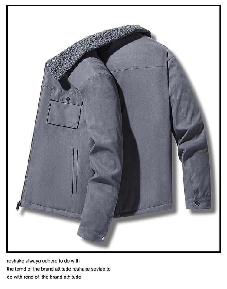 Men's High-Quality Suede Plush Jacket with Lambswool and Velvet: Warm, Thick Cotton Coat for Autumn and Winter