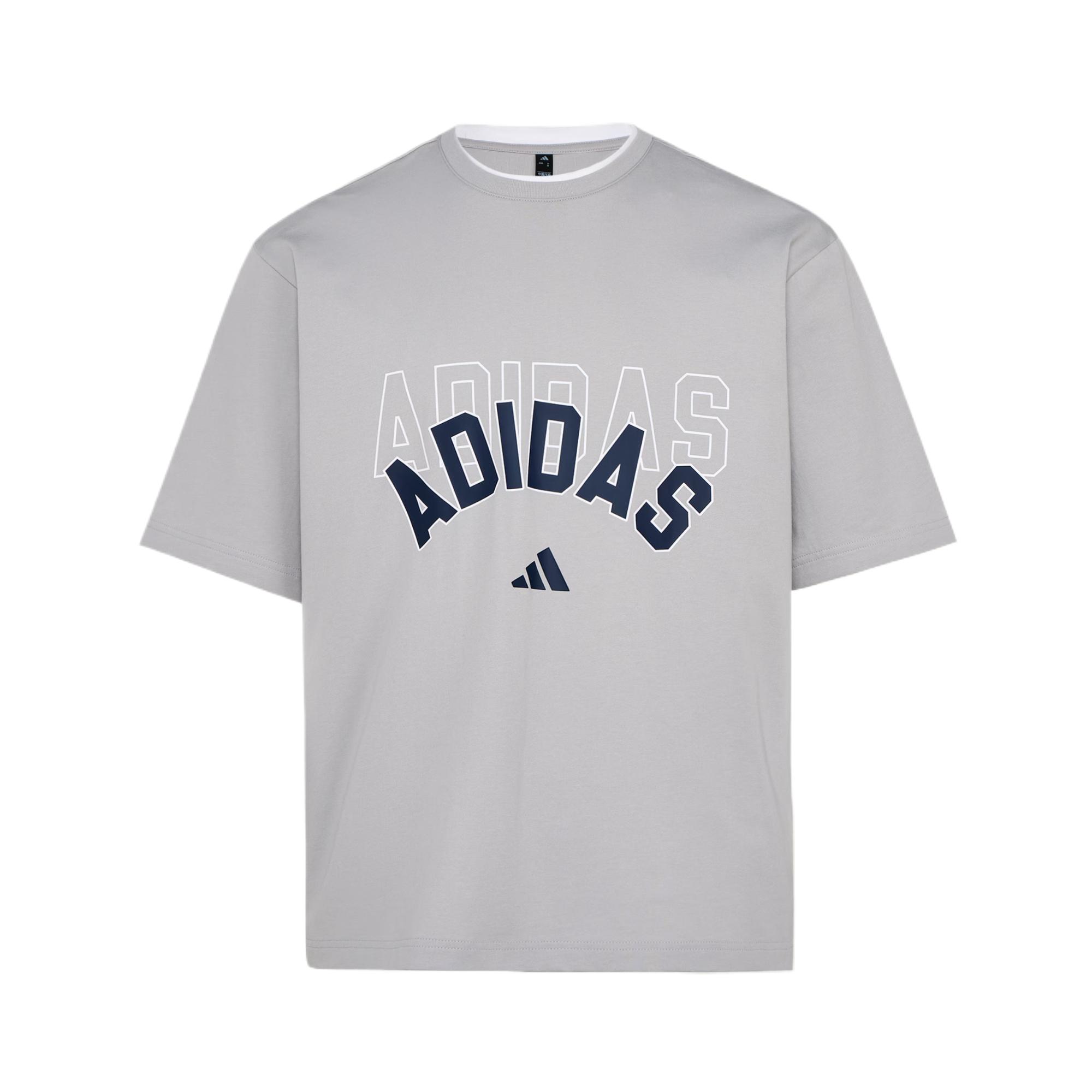 Adidas T Shirts Unisex Light Gray Crew Neck KX0517 4XL
