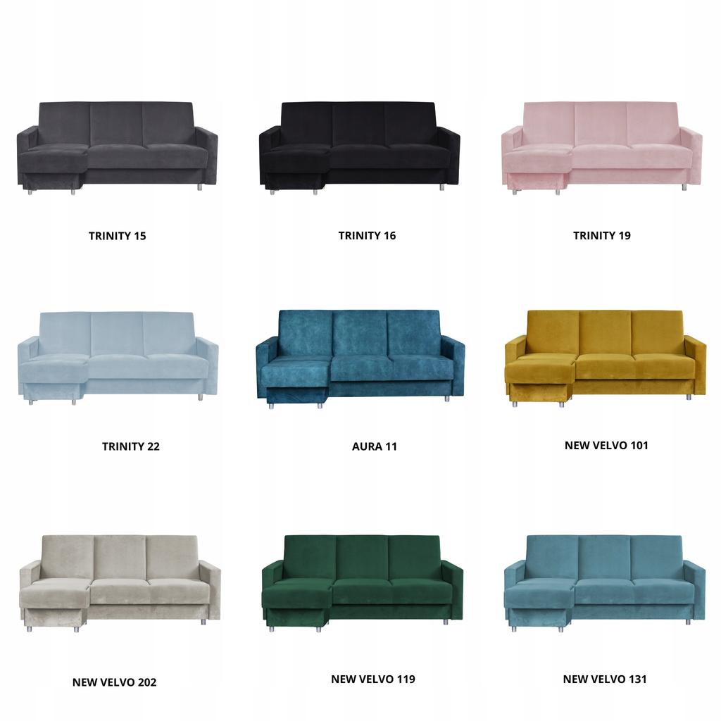 Ecksofa Alicja mit Hocker Sofa Couch ausklappbar Family Möbel blau