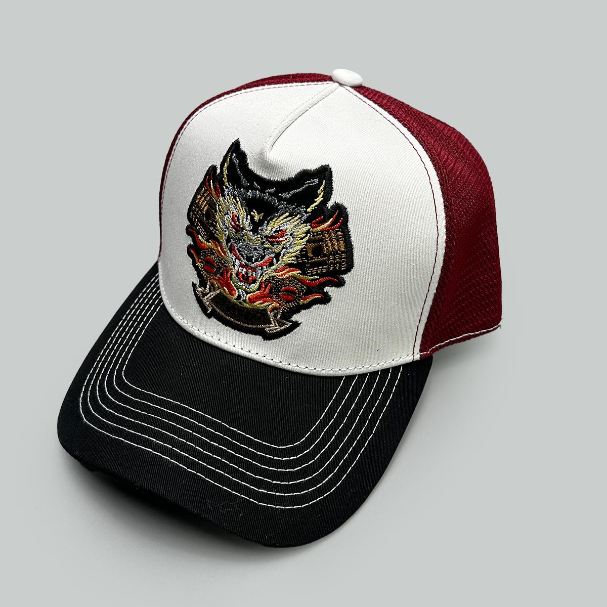 

China Chic Embroidered Dragon Head Baseball Hats New Unisex Breathable Mesh Sunshade Color Block Versatile Personal Trucker Caps 52-60cm