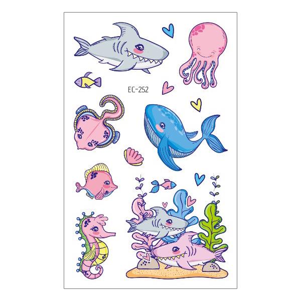 Waterproof Children's Pirate Shark Tattoo Stickers - Birthday Party & Cartoon Design