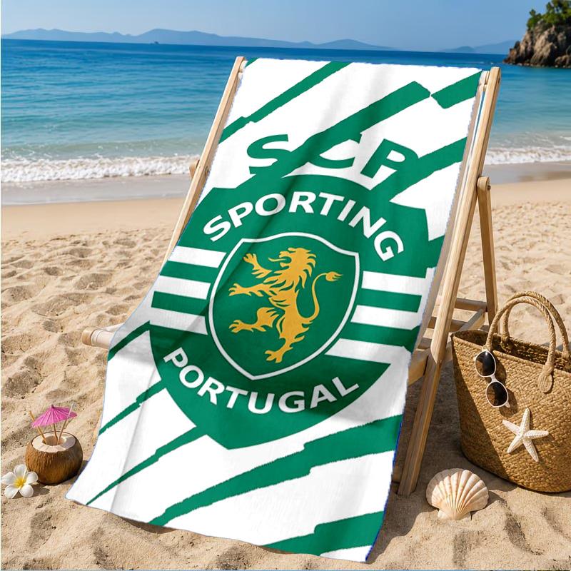 Asciugamano da Spiaggia con Stemma dello Sporting Cp, Asciugatura Rapida, Facile da Curare, Adatto Sia per il Fitness che per le Vacanze al Mare, Essenziale per lo Sport