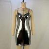 Women's Summer New Arrival Metallic Sexy Suspender Waistband Hip Dress Outfit Mini