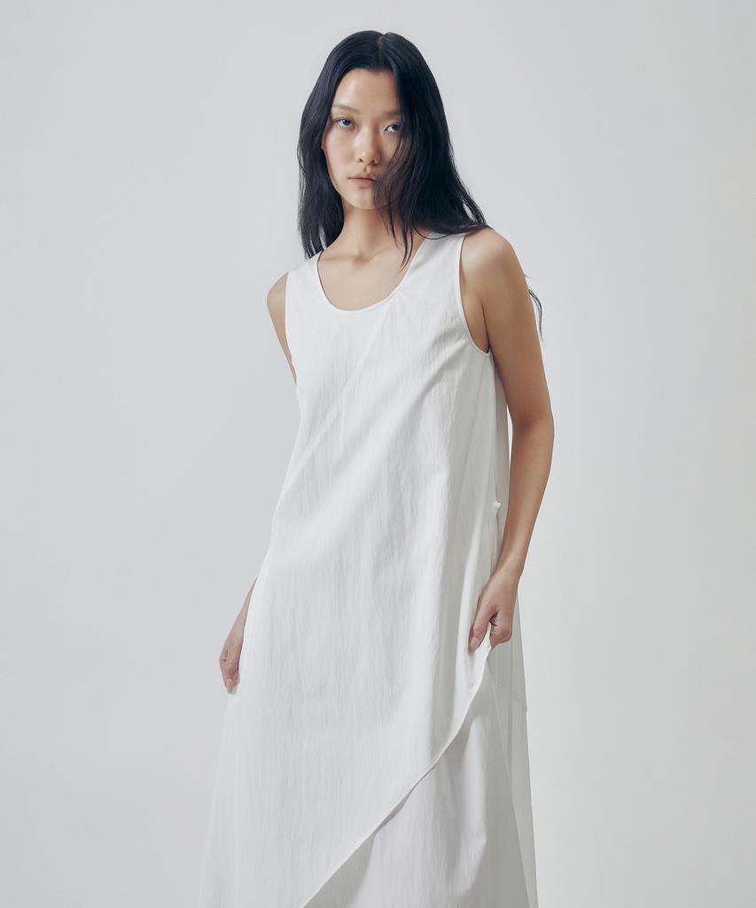 Teulimingbeodeu Layered Asymmetric Draped Dress [ White ]