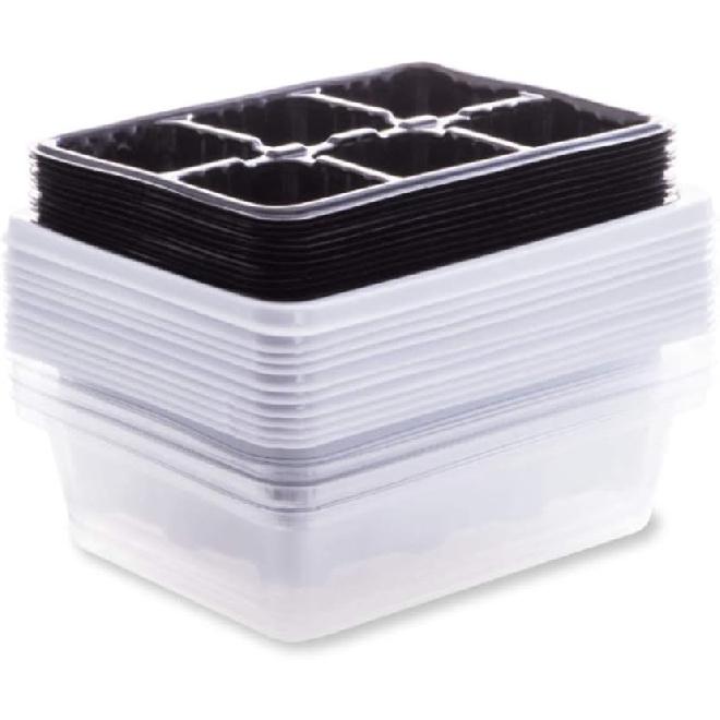 [Farmers Pick] 10-Pack Reusable Seed Starter Tray Kit (6 Cells per Tray), Seed Starting Trays with Drain Holes, Dome and Base Mini Greenhouse Grow